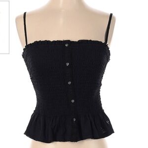 Abercrombie & Fitch Smocked Peplum Black Tube Top w/ adjustable removable straps